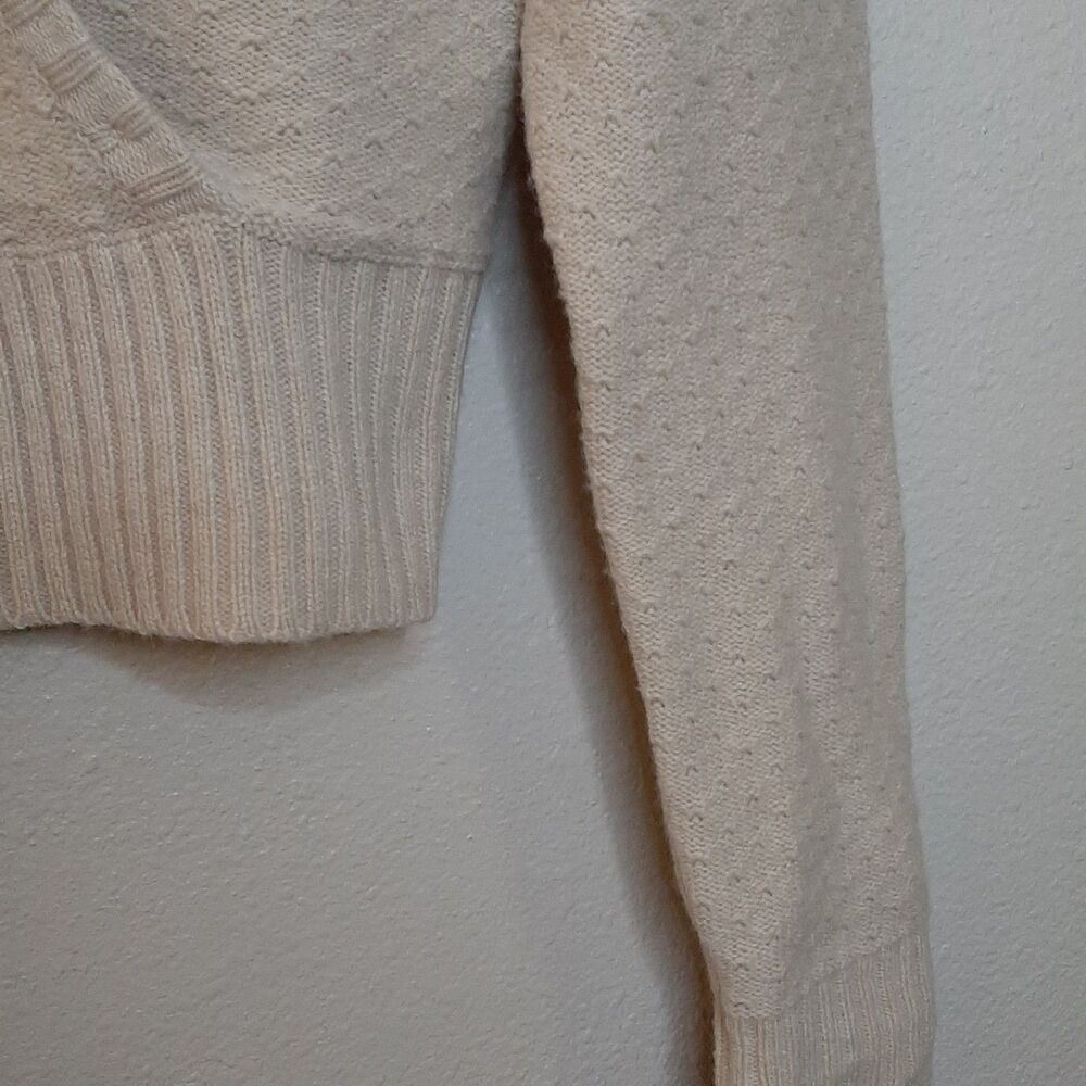 Flavio Castellani Sweater Beige Women Size L / 44 Wool Cashmere Blend Faux Wrap - Picture 7 of 12